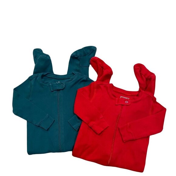 Primary Red & Green Footie Sleepers - Size 6-9 months - Excellent! - Picture 1 of 1